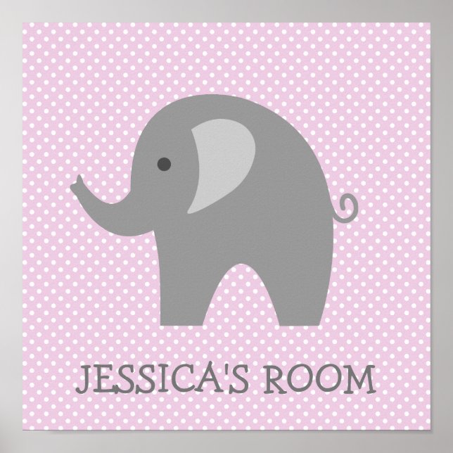 Pôster Arte de parede personalizada de elefante cinza fof (Frente)
