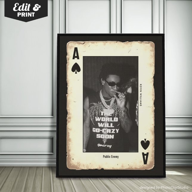 Poster Arte de parede personalizada para adolescentes com (Custom Photo Teen Wall Art, Poker Ace of Spades Poster)