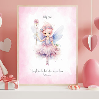 Poster Arte de Parede Personalizada para Berçário de Fada