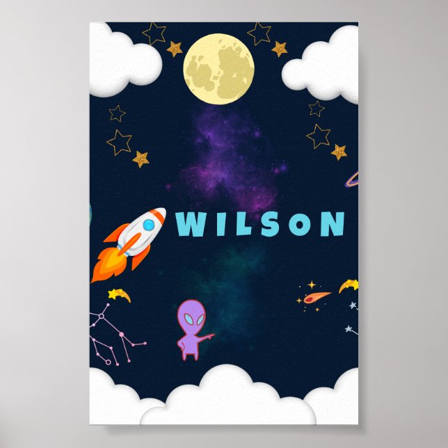 Poster Arte de Parede Personalizada para Berçário Espacia (Frente)