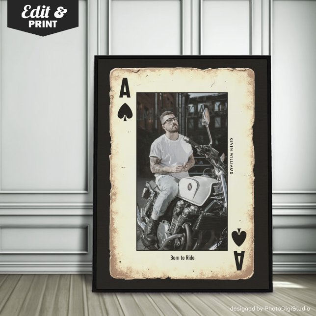 Poster Arte de parede personalizada para motociclistas, p (Custom Biker Wall Art, Biker Gift Ace of Spades Poster)