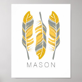 Poster Arte de Parede Personalizado Penas Rústicas Fique 