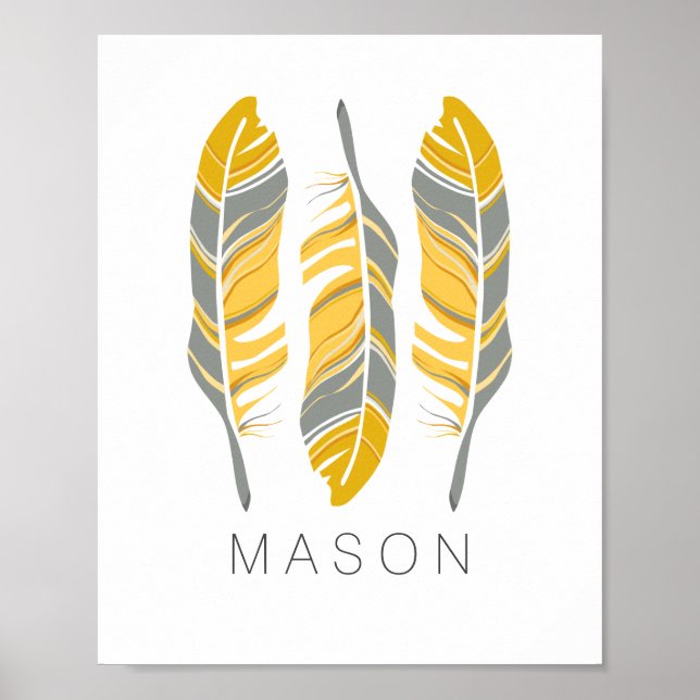 Poster Arte de Parede Personalizado Penas Rústicas Fique  (Frente)