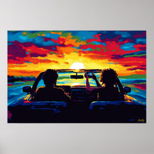 Poster Arte de Parede Pop Art Road Trip Pôr do Sol – Aven