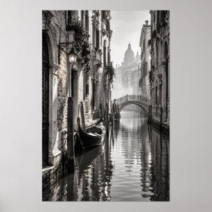 Poster Arte de Parede Preto e Branco de Gôndola do Canal