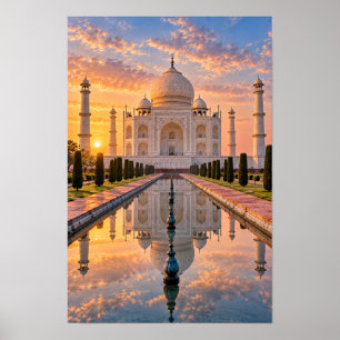 Poster Arte de Parede Reflexo do Pôr do Sol no Taj Mahal