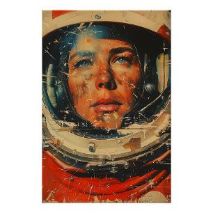 Pôster Arte de Parede Retro-astronauta Cósmica
