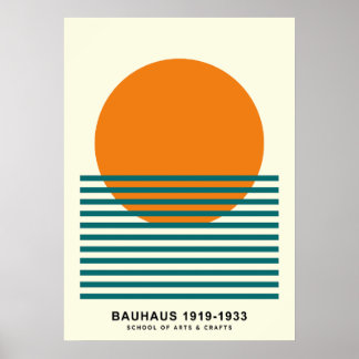 Poster Arte de Parede Retro Cartaz Listras Bauhaus Pôr do