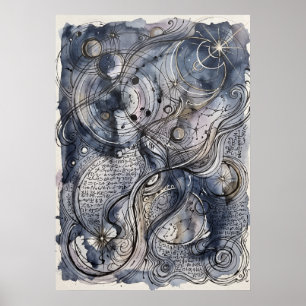 Poster Arte de Parede Rio de Ardósia de Rostos Ocultos