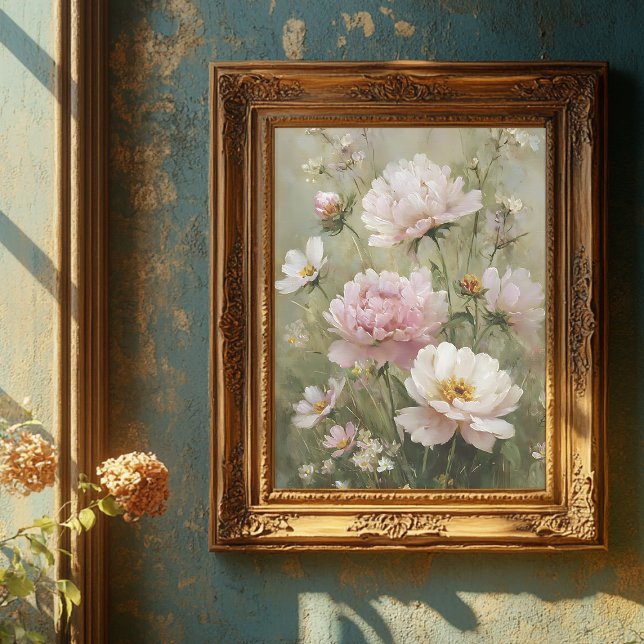 Poster Arte de parede rosa pastel de flores silvestres ro (Criador carregado)