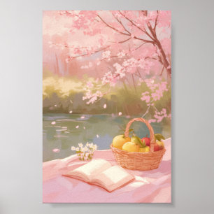 Poster Arte de Parede Rosa Pastel Sonho de Piquenique de