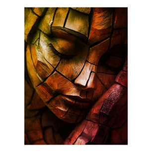 Pôster Arte de Parede Rosto Feminino em Mosaico Abstrato 