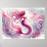 Arte de Parede Sereia Aquarela