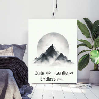 Poster Arte de Parede Silhueta da Montanha Nebulosa Minim