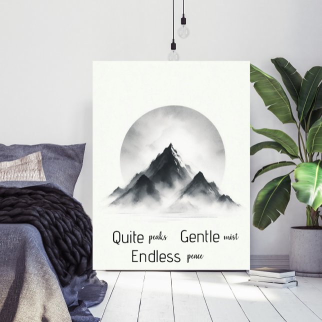 Poster Arte de Parede Silhueta da Montanha Nebulosa Minim (Criador carregado)