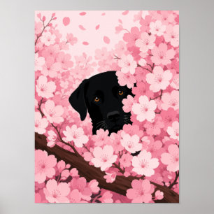 Poster Arte de Parede Silhueta de Cachorro Preto — Flor d