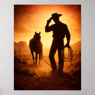 Poster Arte de Parede Silhueta Ocidental