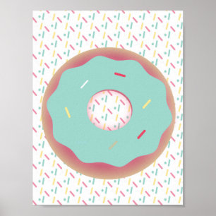 Poster Arte de Parede Sprinkles Donut Congelado Cartaz Az