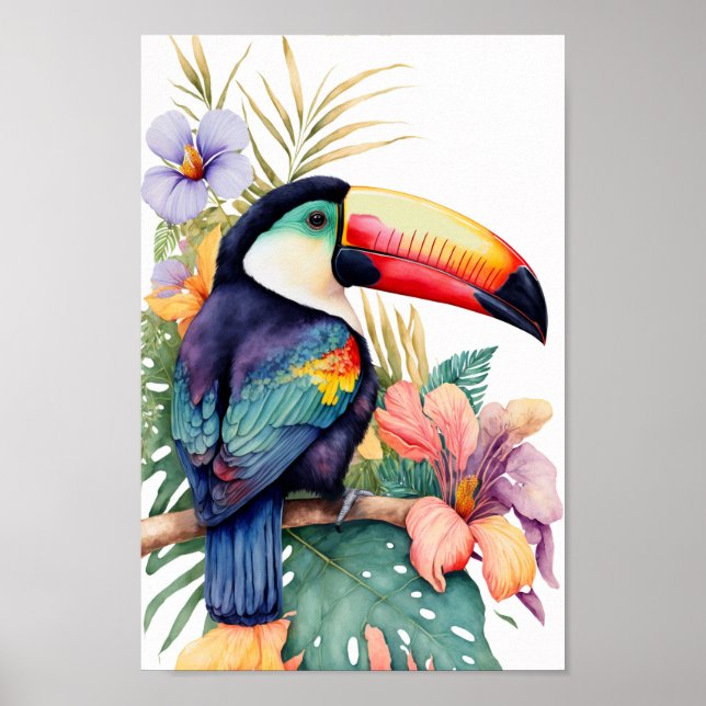 Poster Arte de parede táctil com flores tropicais impress (Frente)