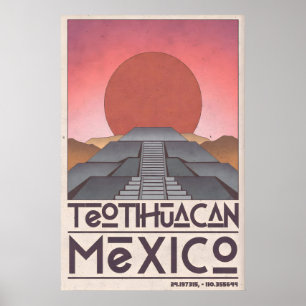 Poster Arte de Parede Teotihuacan, Pirâmide Geométrica, S