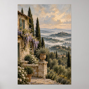 Poster Arte de Parede Terraço de Pedra com Wisteria e Col