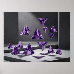 Poster Arte de Parede Tetraedros de Cristal Violeta Flutu