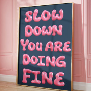 Poster Arte de Parede Tipografia Bolha Rosa   Motivaciona