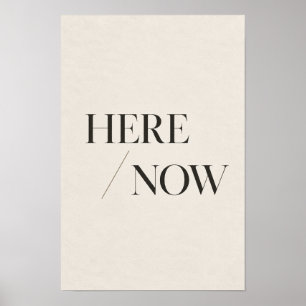 Poster Arte de Parede Tipografia Minimalista Aqui Agora