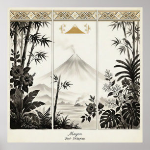 Poster Arte de Parede Tríptico do Vulcão Mayon