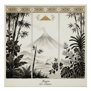 Pôster Arte de Parede Tríptico do Vulcão Mayon