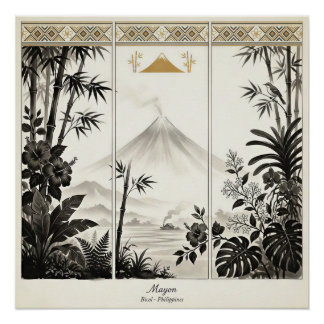 Pôster Arte de Parede Tríptico do Vulcão Mayon