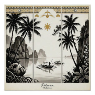 Pôster Arte de Parede Tríptico Palawan Filipinas