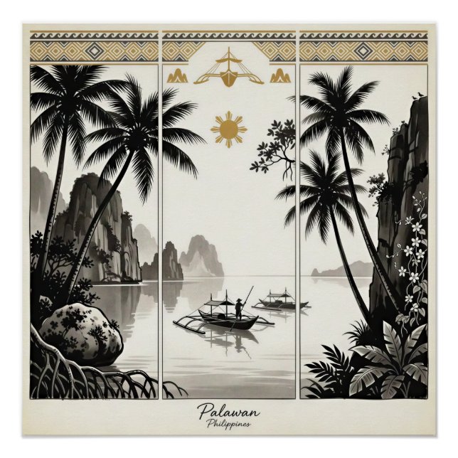 Pôster Arte de Parede Tríptico Palawan Filipinas (Frente)