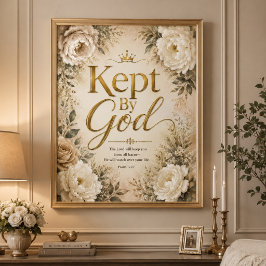 Poster Arte de Parede Versículo da Bíblia em Ouro e Branc