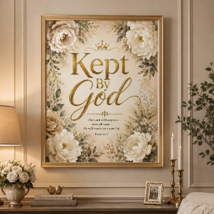 Poster Arte de Parede Versículo da Bíblia em Ouro e Branc