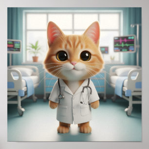 Poster Arte de Parede Veterinária para Amantes de Gatos e