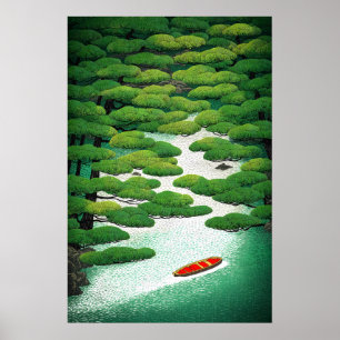 Poster Arte de Parede Vibrante do Rio Japonês Ukiyo-e Pin