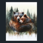 Poster Arte de Parede Vida Selvagem Rústica Ursos Aquarel<br><div class="desc">Personalize com qualquer texto. Itens correspondentes estão disponíveis.</div>