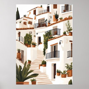 Poster Arte de Parede Vila Branca Andaluzia Espanha