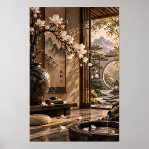 Poster Arte de Parede Vista da Montanha Jardim Magnólia Z
