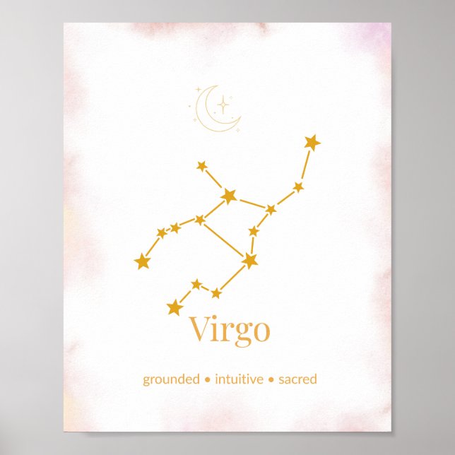 Poster Arte de Parede Zodíaco em Ouro de Virgem – Constel (Frente)