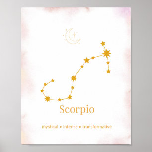 Poster Arte de Parede Zodíaco Escorpião Dourado – Constel