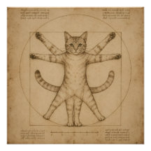 Arte de Paródia do Renascimento do Gato Vitruviano