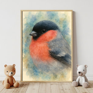 Poster Arte de Pássaros Aquarela Encantadora