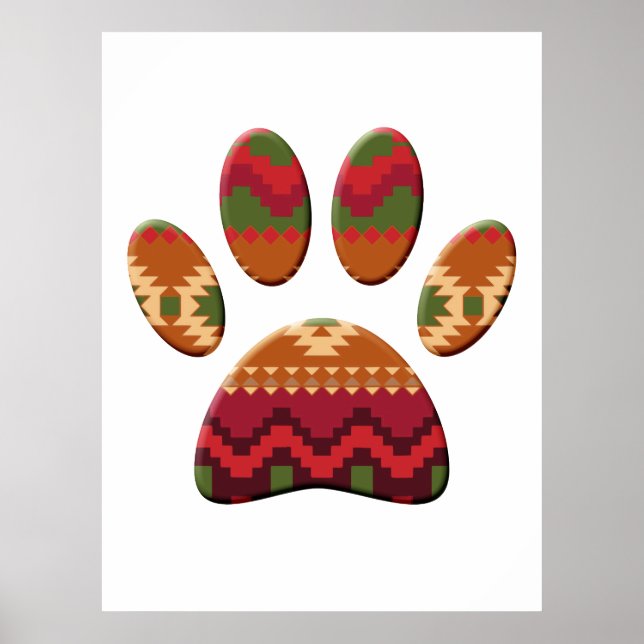 Poster Arte de Pata de Cachorro Aztec (Frente)