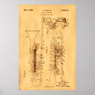 Pôster Arte de patente de trombone de alta resolução em p