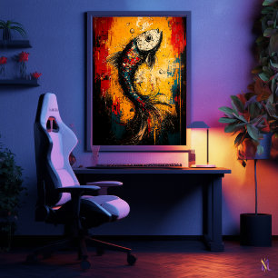 Poster Arte de Peixe Expressionista Contemporâneo de Movi