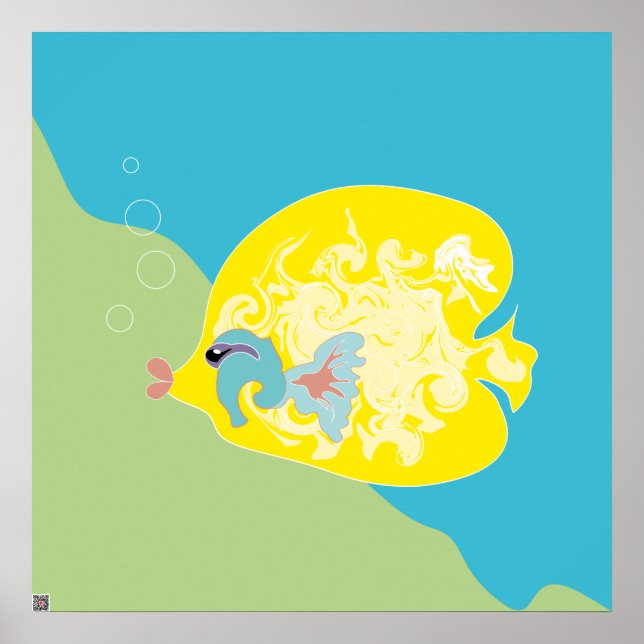 Pôster Arte de Peixes Tropicais Caprichosos do Oceano (Frente)