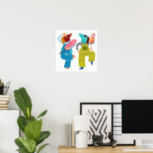 Poster Arte de Personagem de Colagem de Cavalo Moderno (S