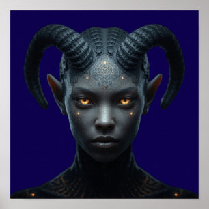 Poster Arte de Personagem Tiefling Demônio Fantasia Sombr